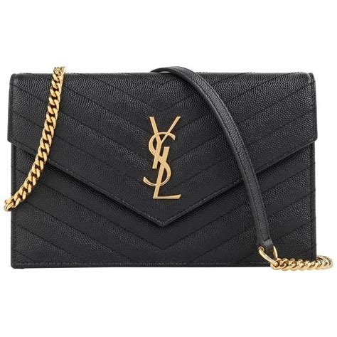 ysl monogram envelope chain wallet black|ysl uptown wallet on chain.